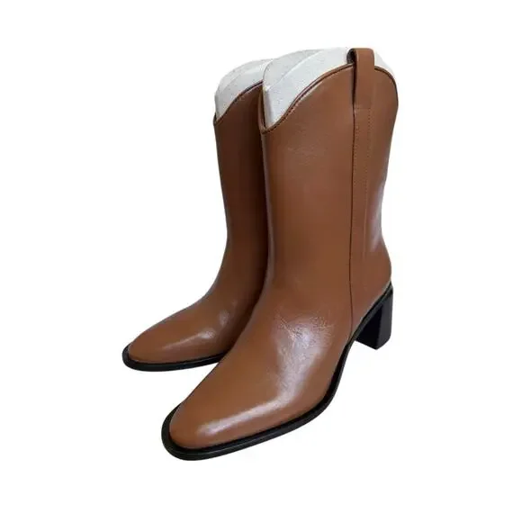 NEW Everlane The Outlaw Boot Saddle Brown Leather Boots Size 8 - Picture 7 of 8